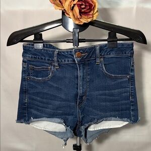 Classic Dark Blue Denim Cutoff Shorts - Women